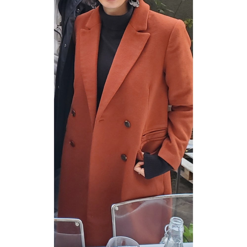 Wool Blend Orange Coat